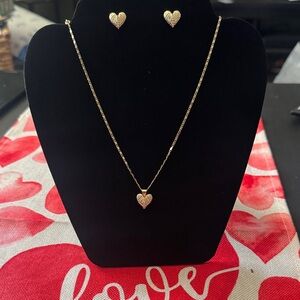 Gold Heart Necklace and Earring Set perfect for Valentine’s Day